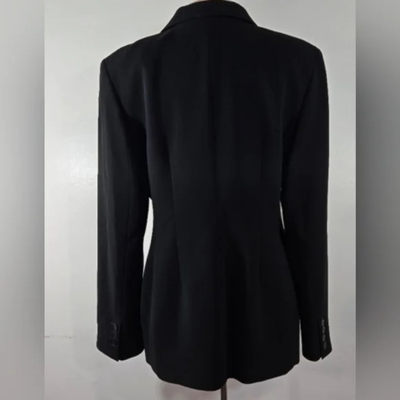 Kate Hill Black 2 Button Shoulder Pad Jacket Blazer size 12 - Picture 4 of 10